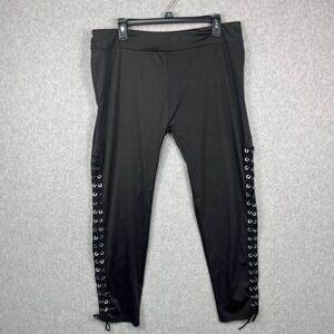 Rosegal Leggings‎ Women's 3XL Black Mid Rise Lace Up Yoga Gym Pull On Plus